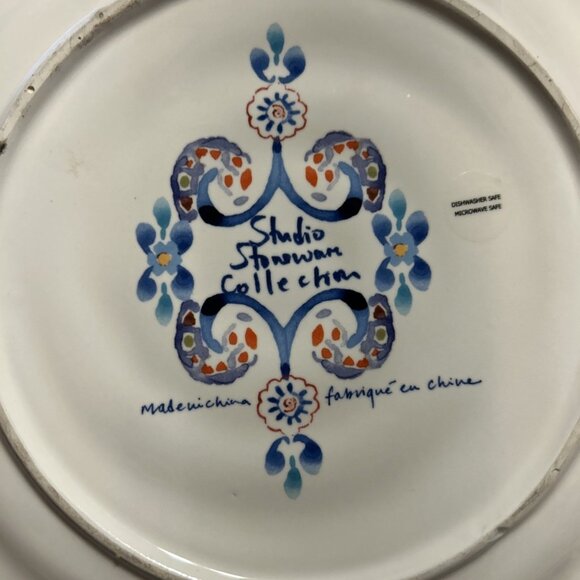 Studio Stoneware Art Dinner Plate set4 Moroccan India Geometric Paisley colorful - Picture 5 of 7